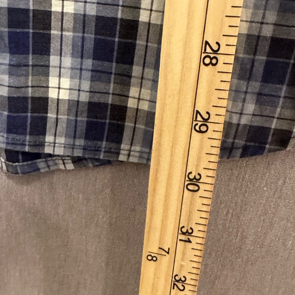 GUESS Plaid Long Sleeve‎ Button Down Shirt Blue White Black Western Style XL Y2K - Picture 9 of 12